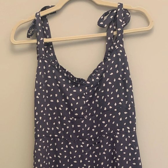 Abercrombie & Fitch Navy Polka Dot Midi Dress - Picture 3 of 5